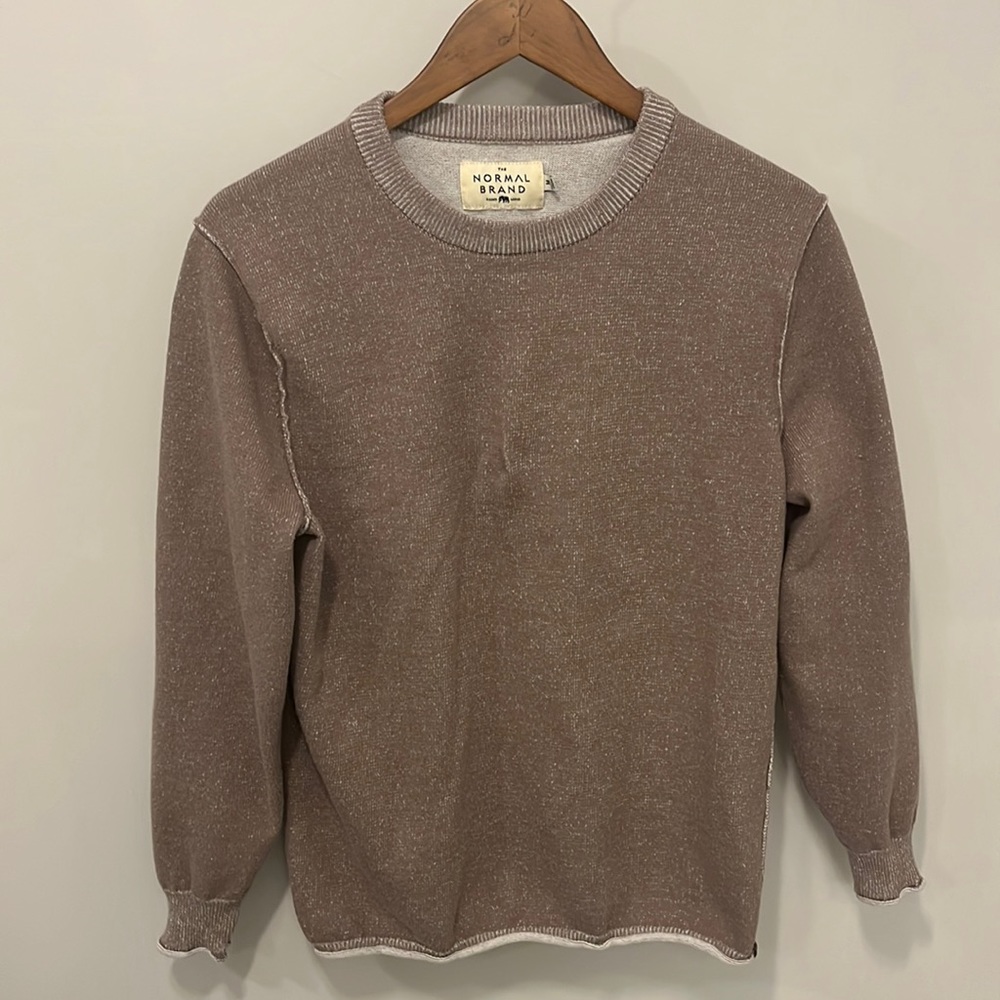 Normal Brand Oatmeal Brown Crewneck Lightweight Sweater Pullover Knit Men M